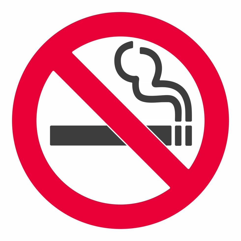 No smoking  sign White forbidden sign icon isolated on red background vector illustration