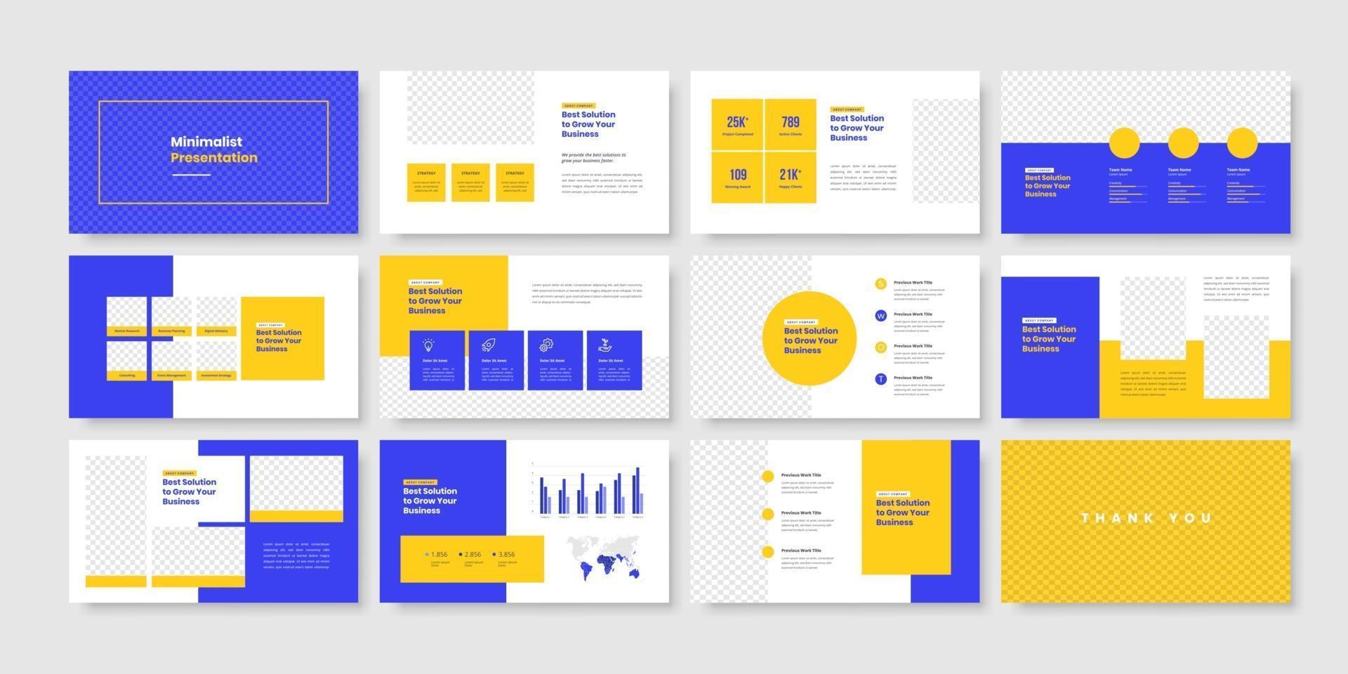 Business minimal slides presentation template vector