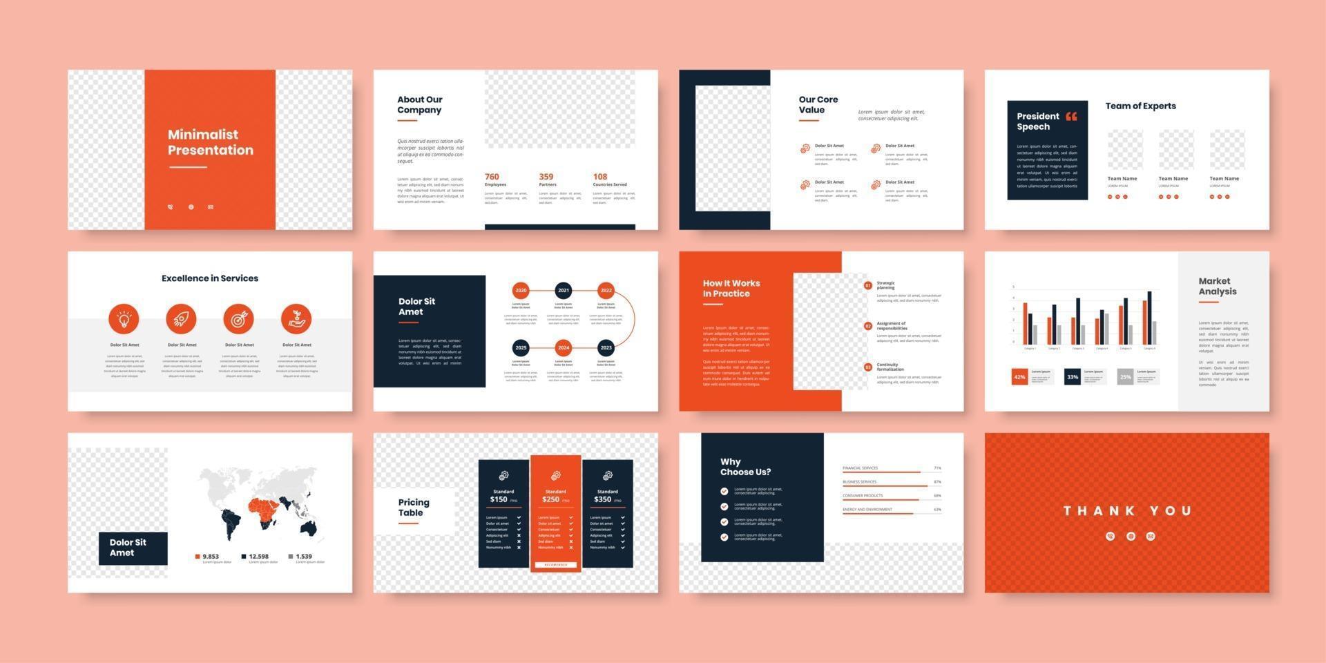 Business minimal slides presentation template vector