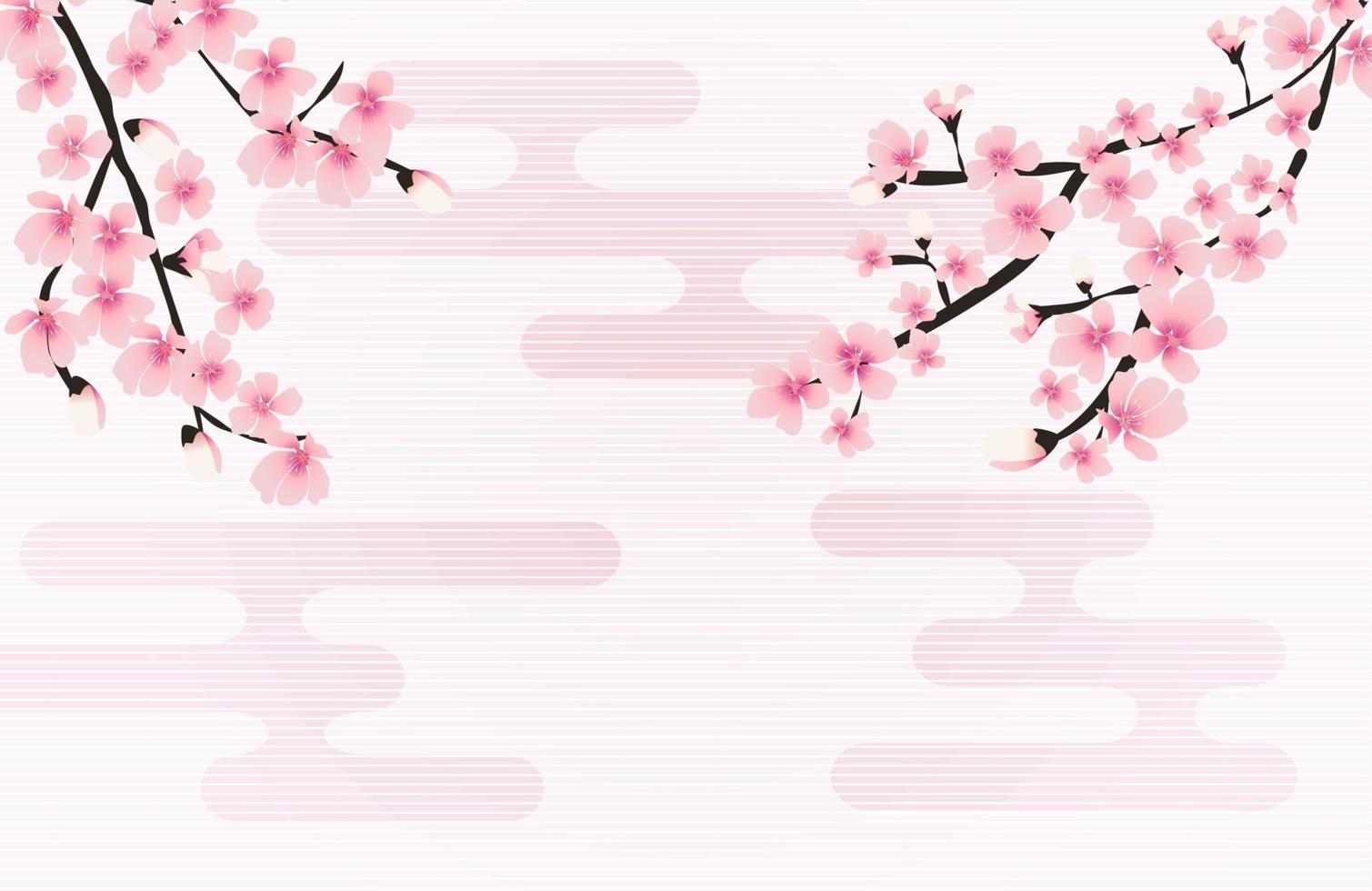 Abstract Floral Sakura Flower Japanese Natural Background Vector Illustration