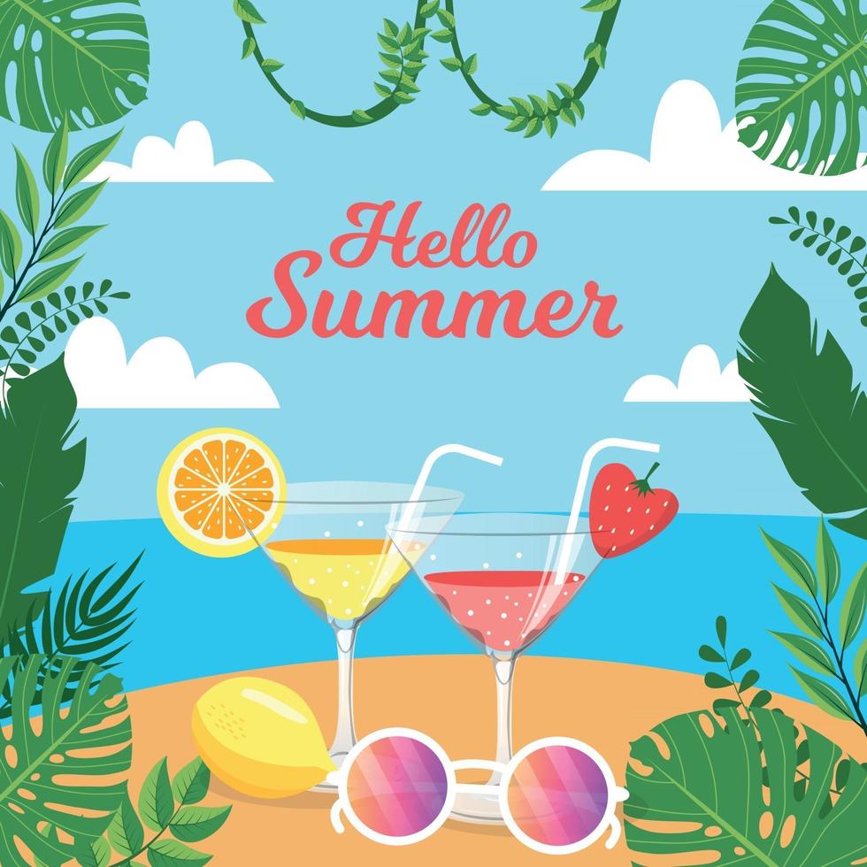 hola fondo de coctel de verano vector