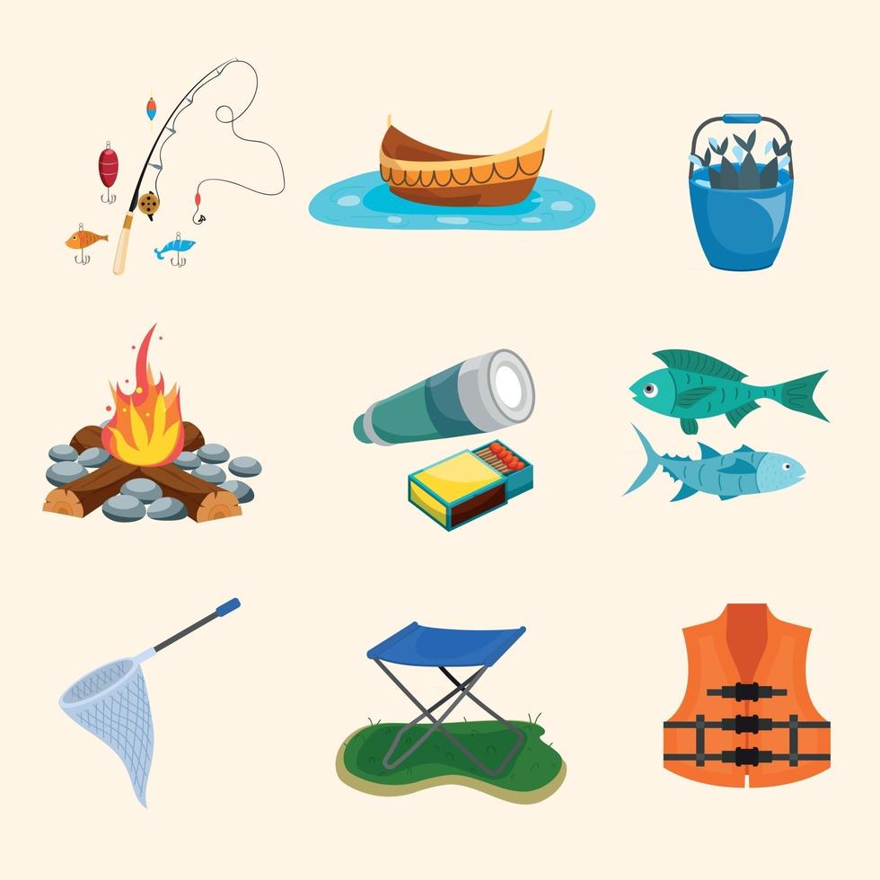 Summer Fishing Icon Set vector