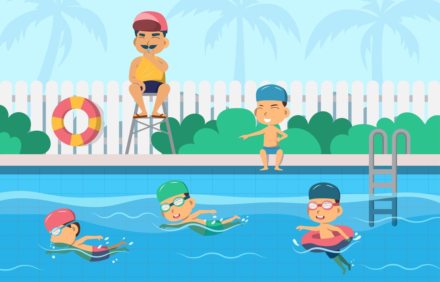 Kids Swim during Summer Season vector