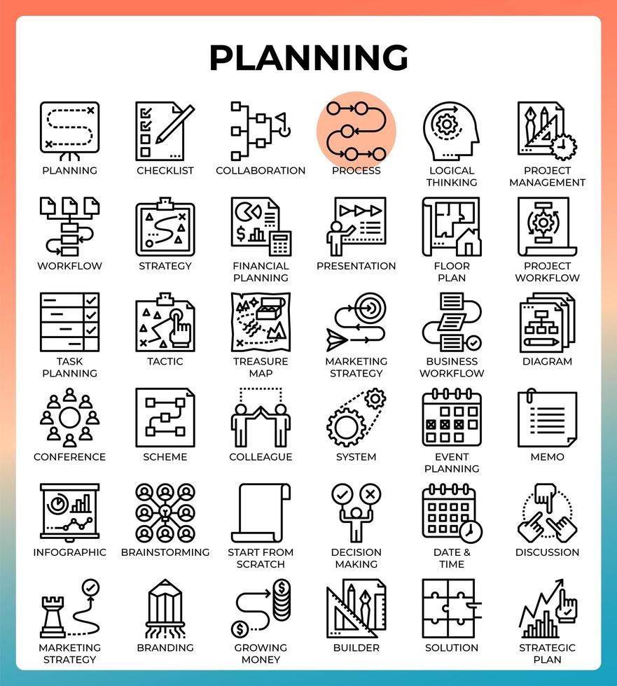 conjunto de iconos de concepto de planificación vector