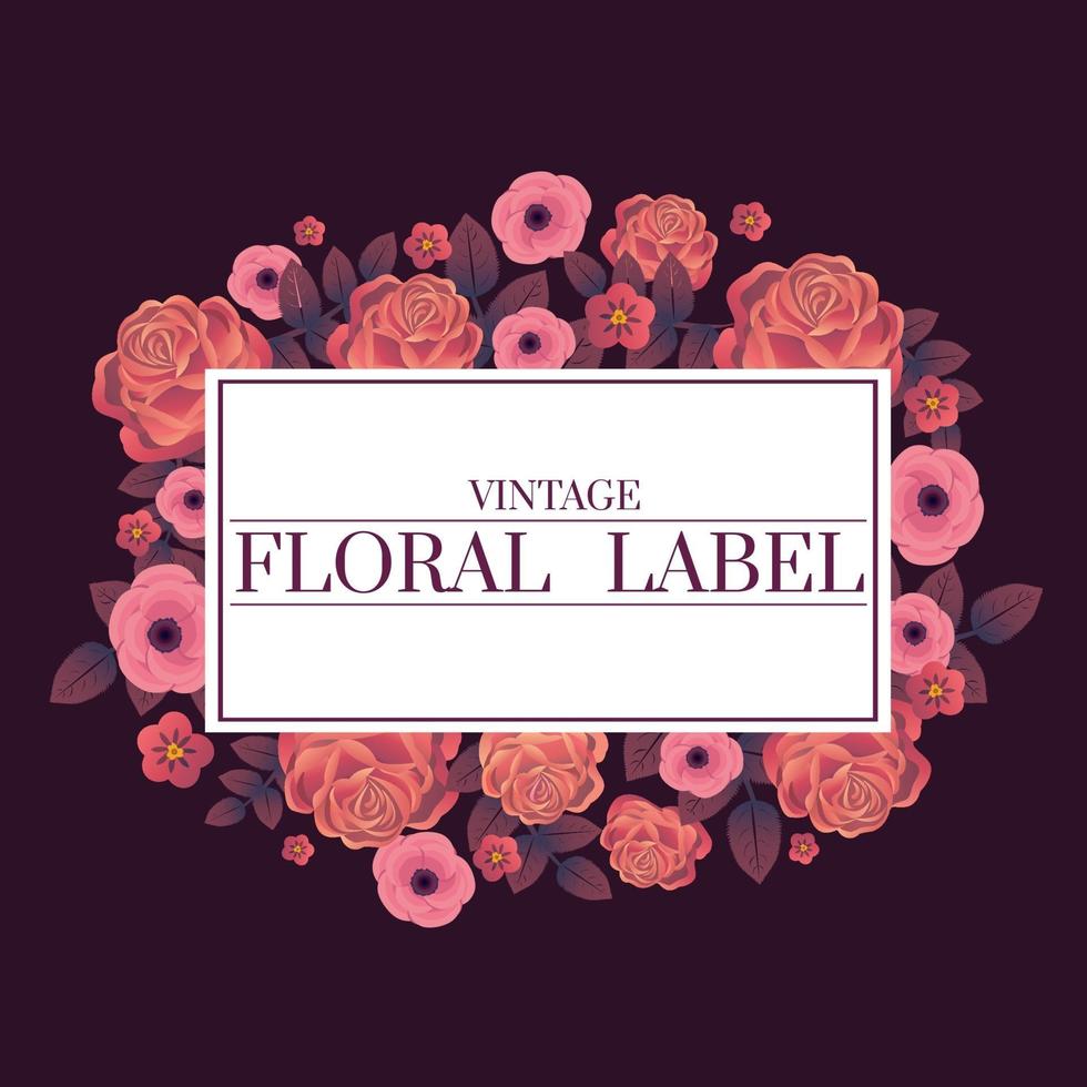 diseño de etiquetas florales vintage vector