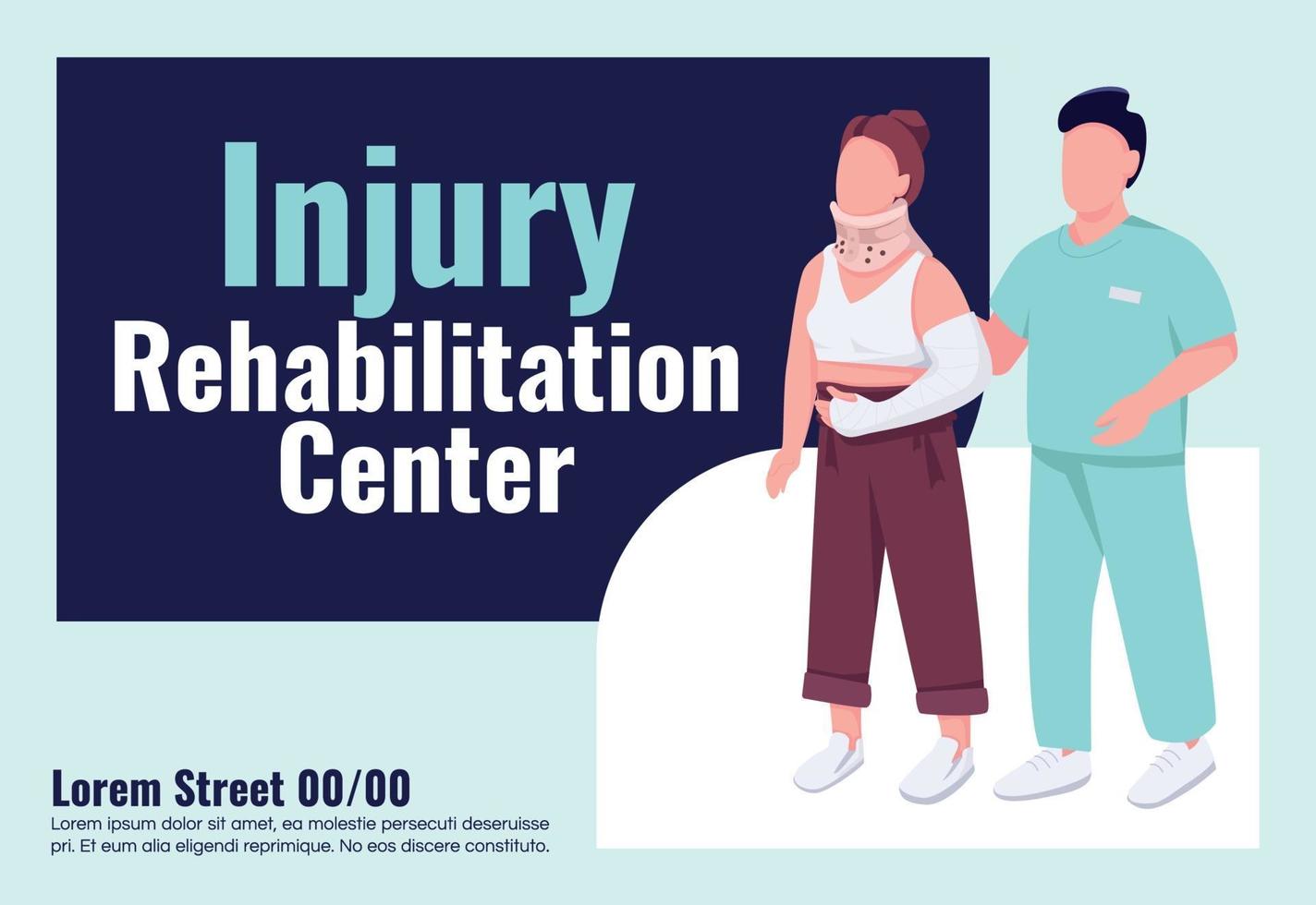 Injury rehabilitation center banner flat vector template