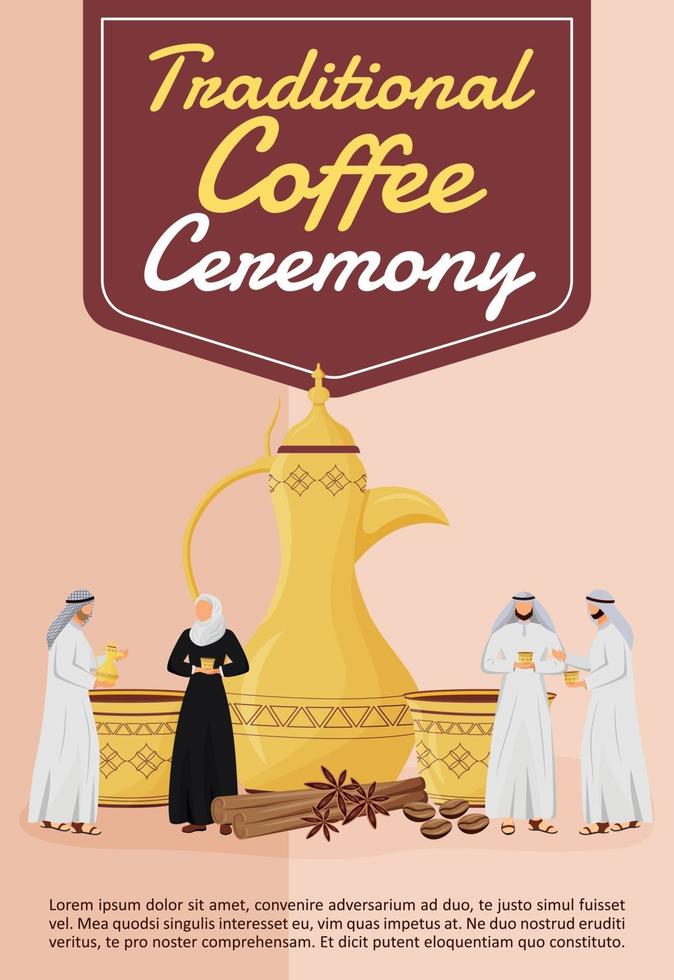 Traditional coffee ceremony poster flat vector template