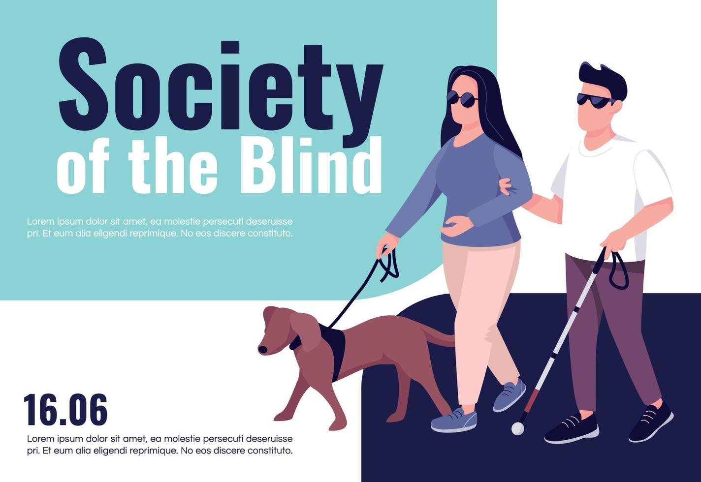 Blind people inclusion banner flat vector template