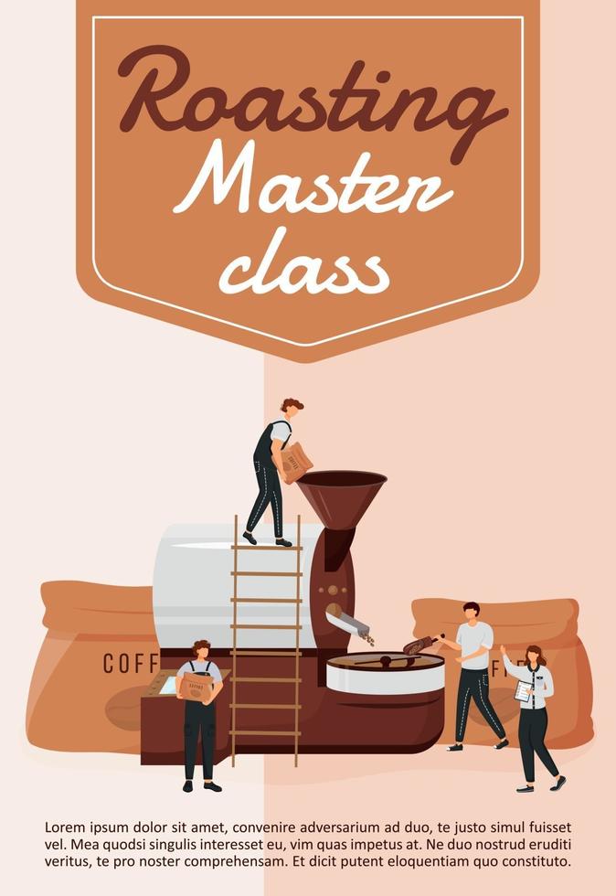 Roasting master class poster flat vector template