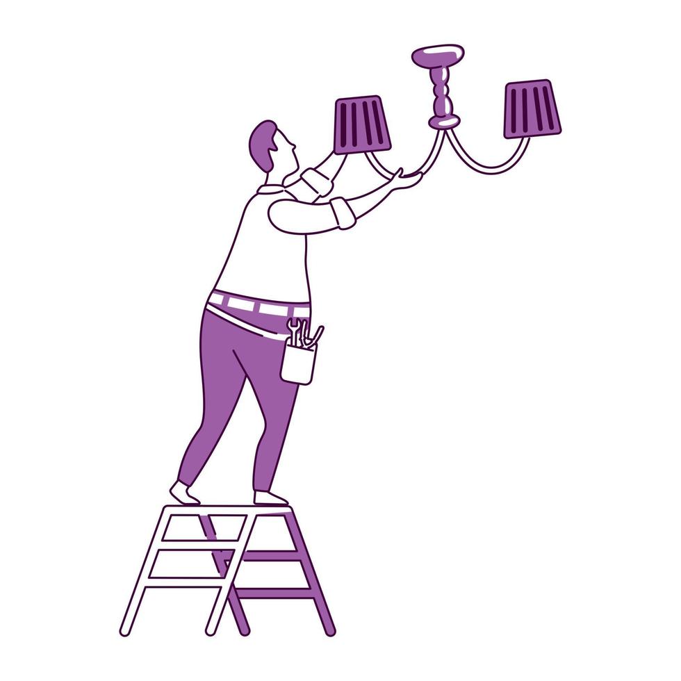 Fixing chandelier flat silhouette vector illustration