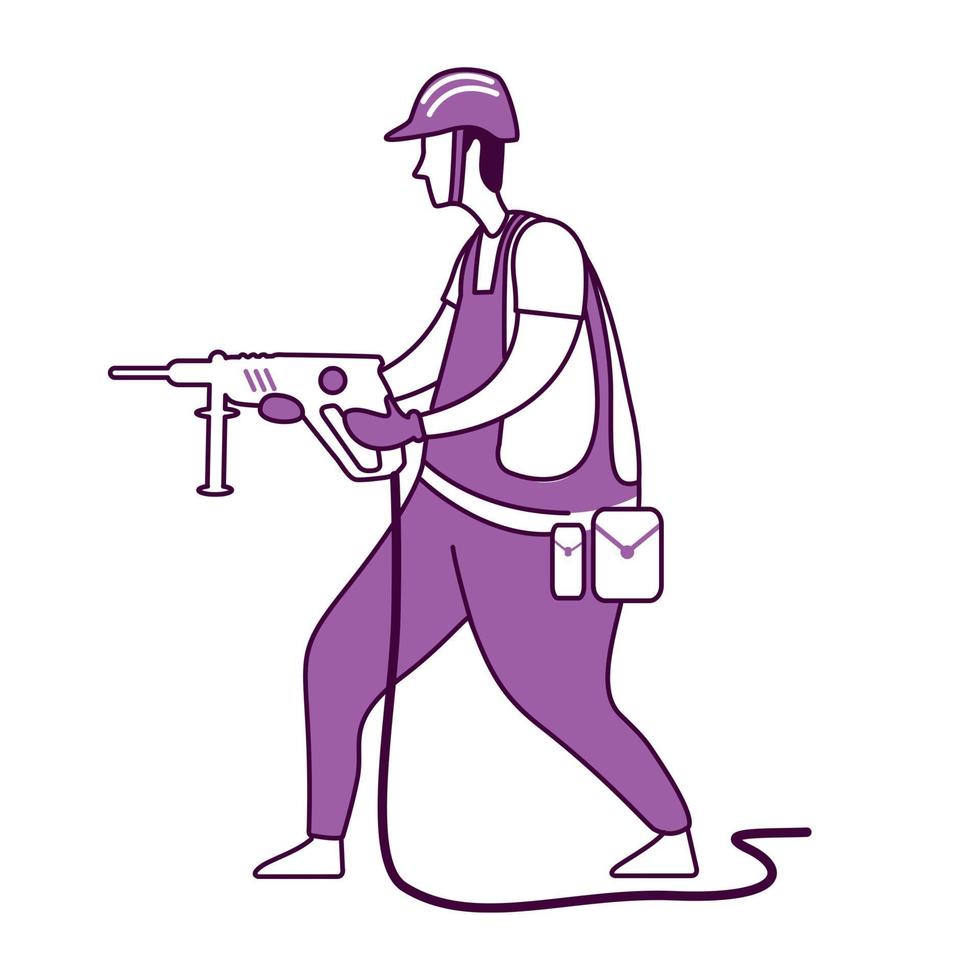 Ilustración de vector de silueta plana de servicios de trabajo de construcción