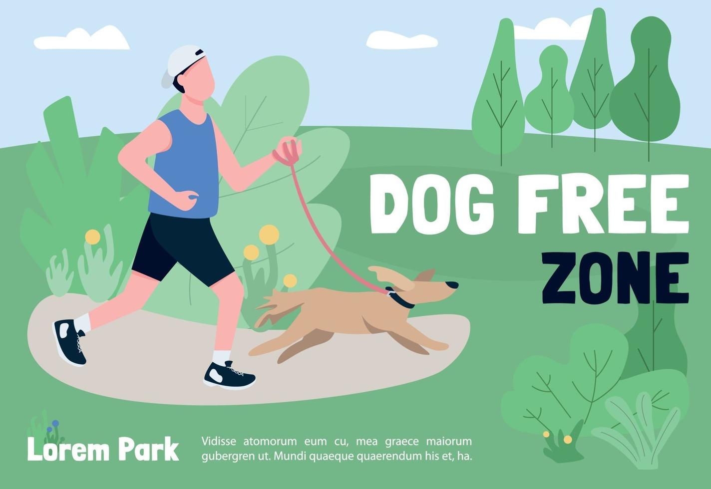 Dog friendly zone banner flat vector template