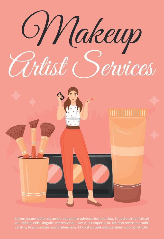 Makeup artist service poster flat vector template