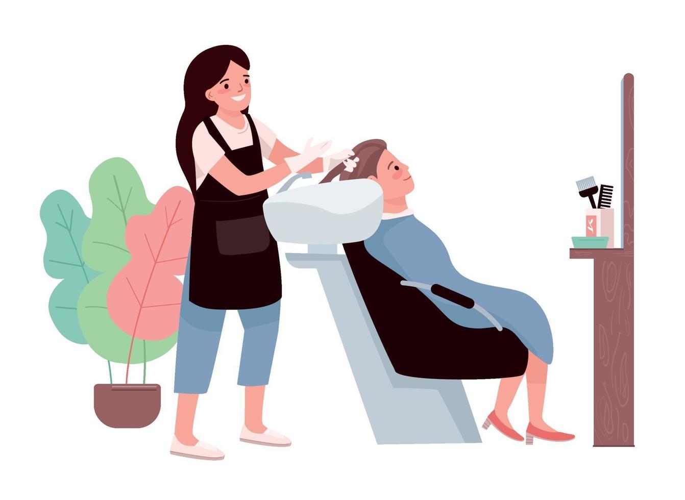 Hairdressing flat color vector characters
