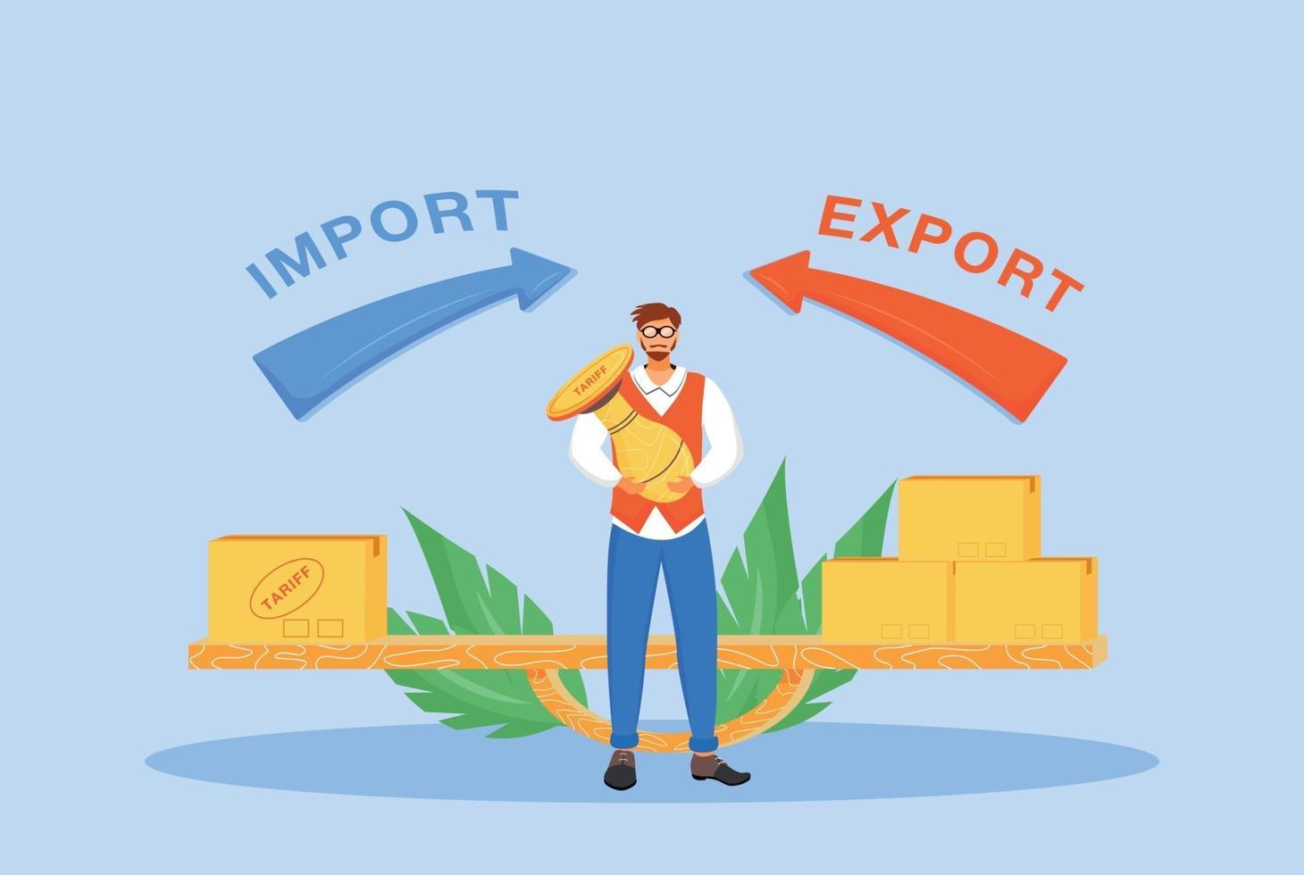 Import and export taxes flat concept vector illustration
