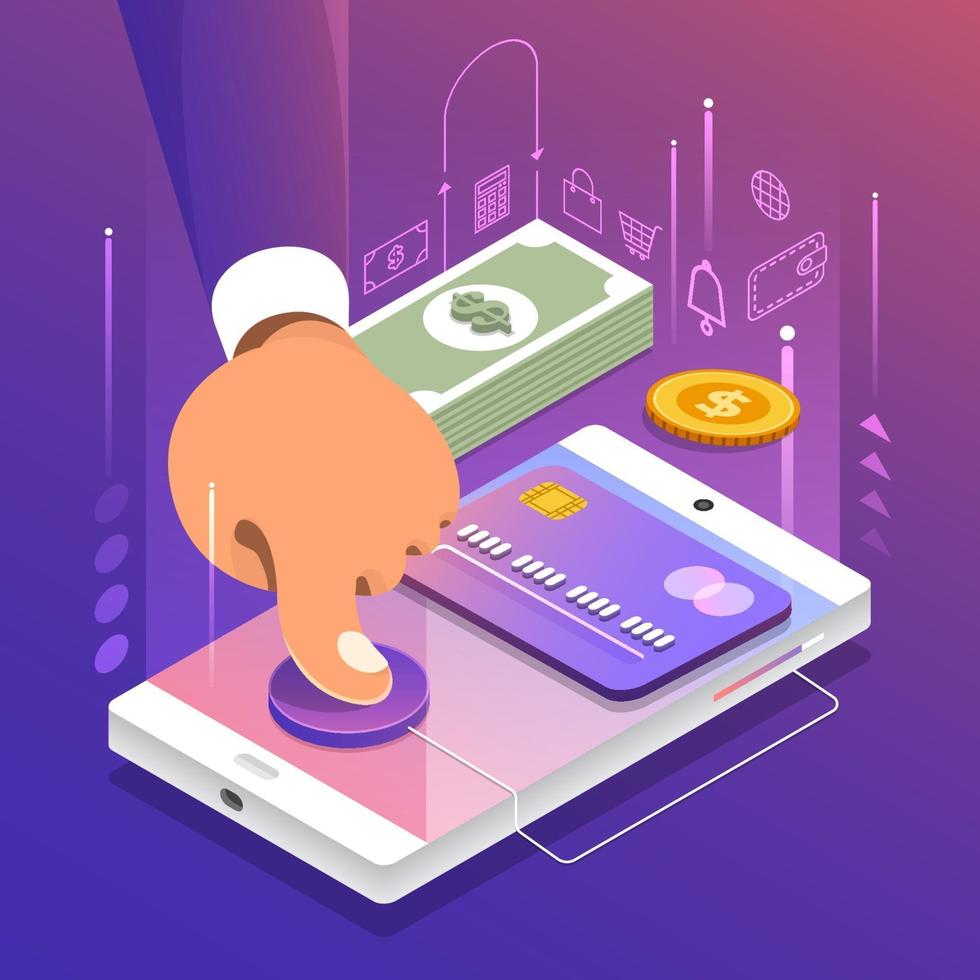 Isometric Online Payment vector