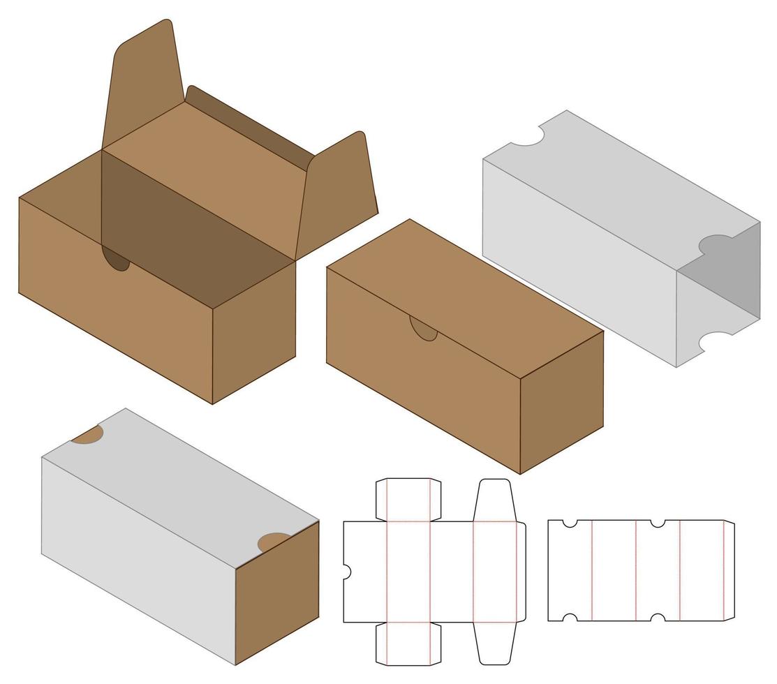 diseño de plantilla troquelada de embalaje de caja. Maqueta 3d vector