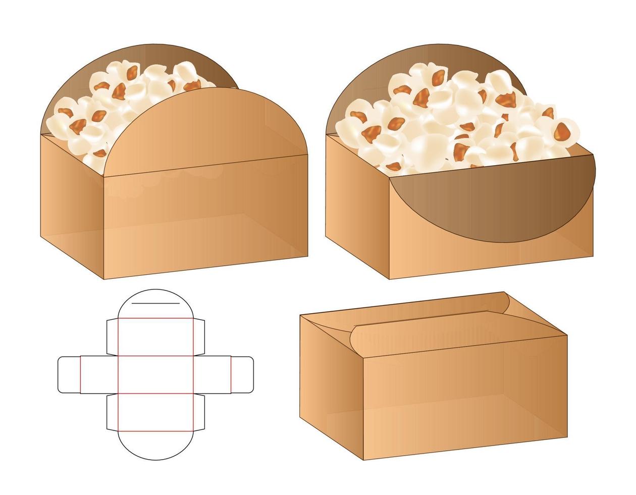 diseño de plantilla troquelada de embalaje de caja. Maqueta 3d vector