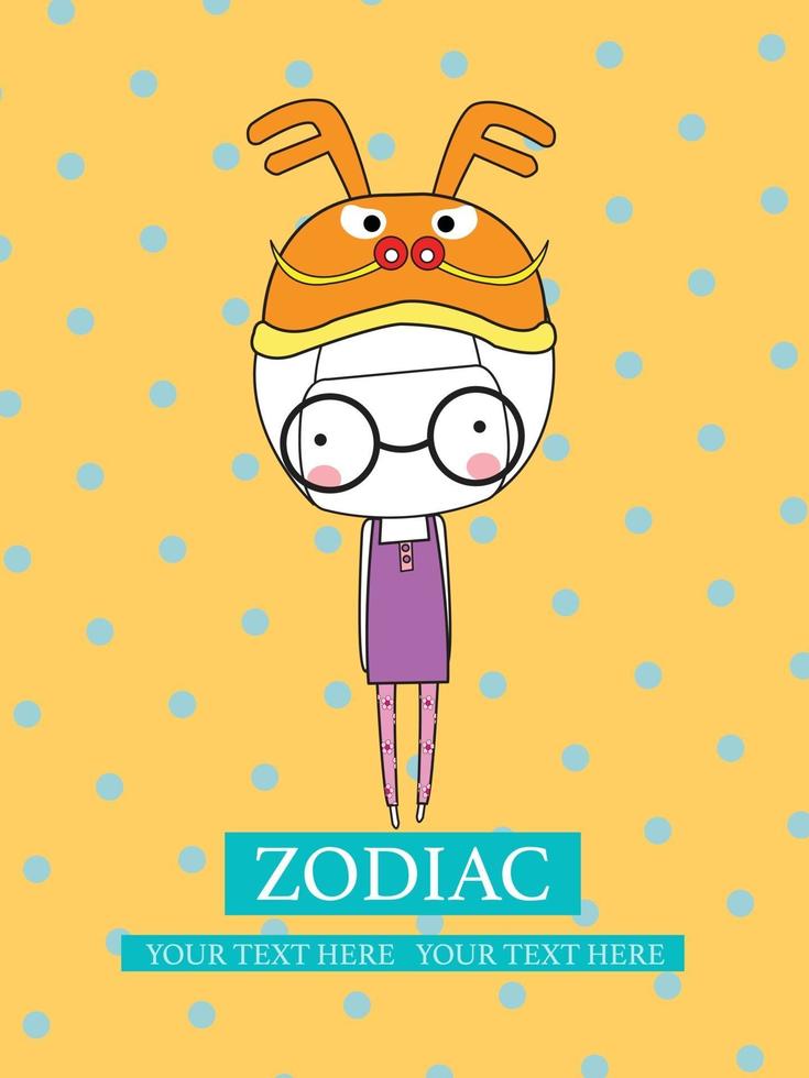 Cute cartoon wearing a zodiac hat vector