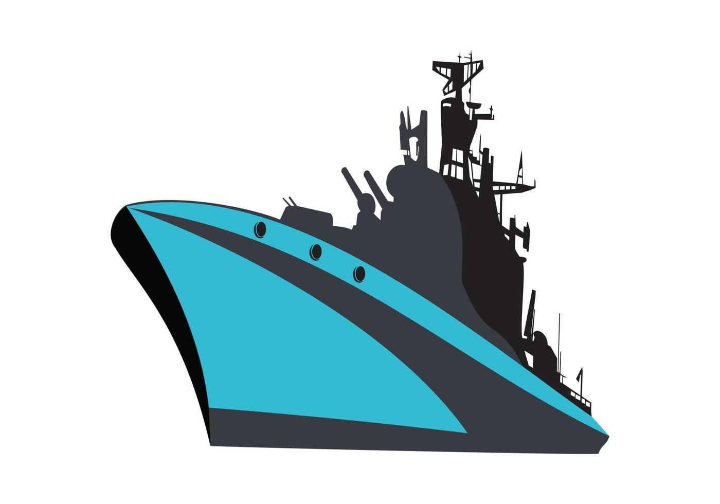 buque militar, crucero, buque de guerra, ilustración de diseño de buque de guerra vector