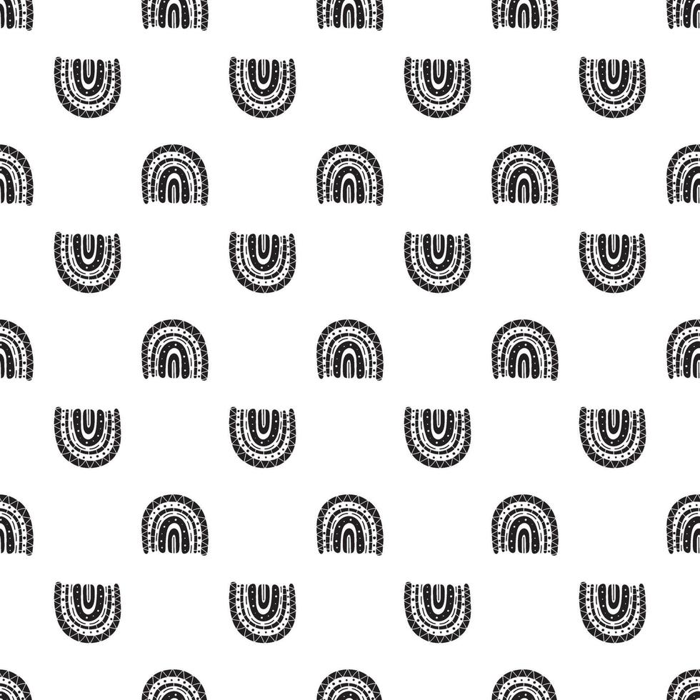 Rainbow black and white pattern. Black rainbow pattern. Hand-drawn vector illustration in a minimalistic Scandinavian style