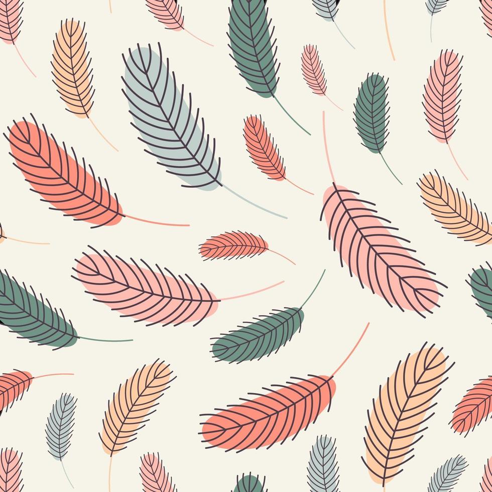 Boho pattern with bird feathers. Vector illustration