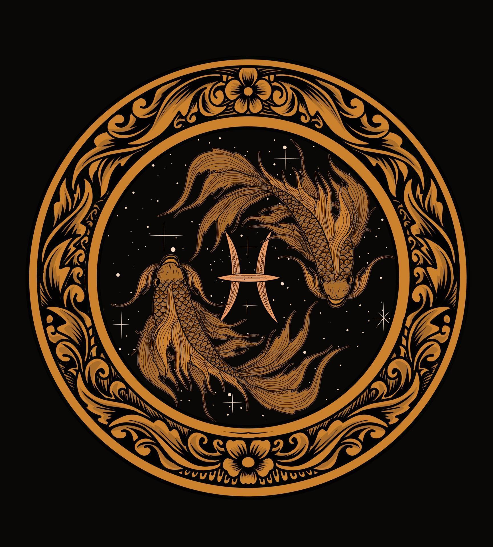 pisces zodiac fish circle 2511199 Vector Art at Vecteezy