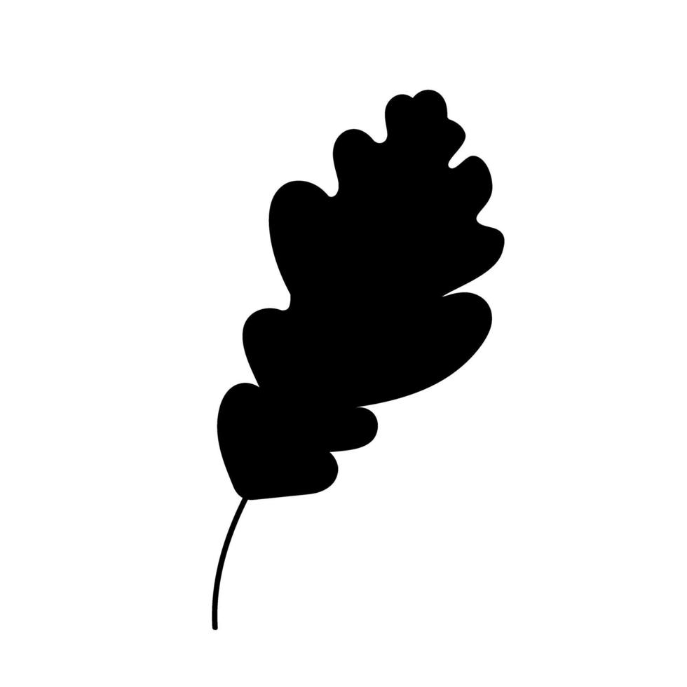 silueta de una hoja de roble aislada sobre fondo blanco. clipart de hojas caídas. ilustración vectorial plana stock vector
