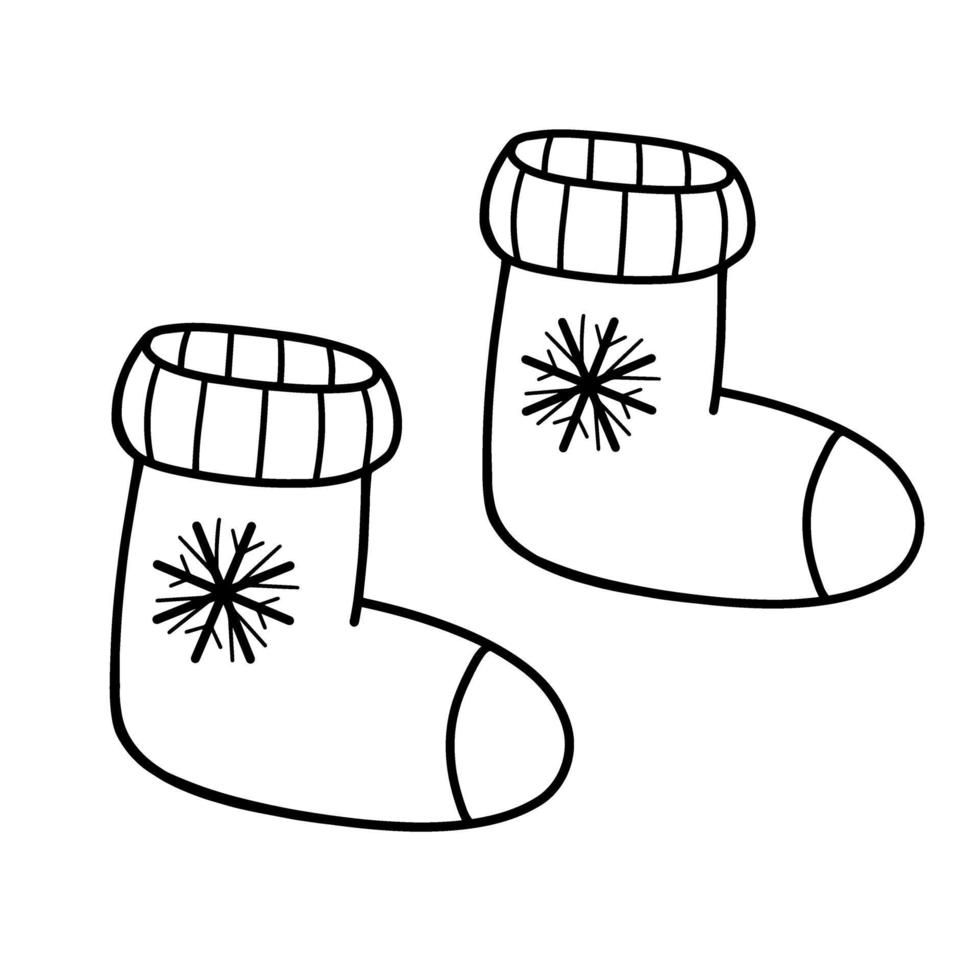 botas con copos de nieve. zapatos de lana de invierno. ilustración vectorial vector