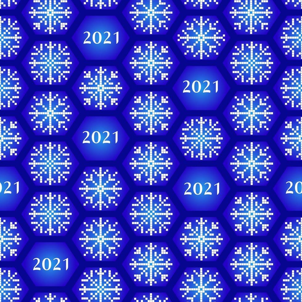 Seamless new year 2021 pattern Funny Christmas background with snowflakes for wrapping vector