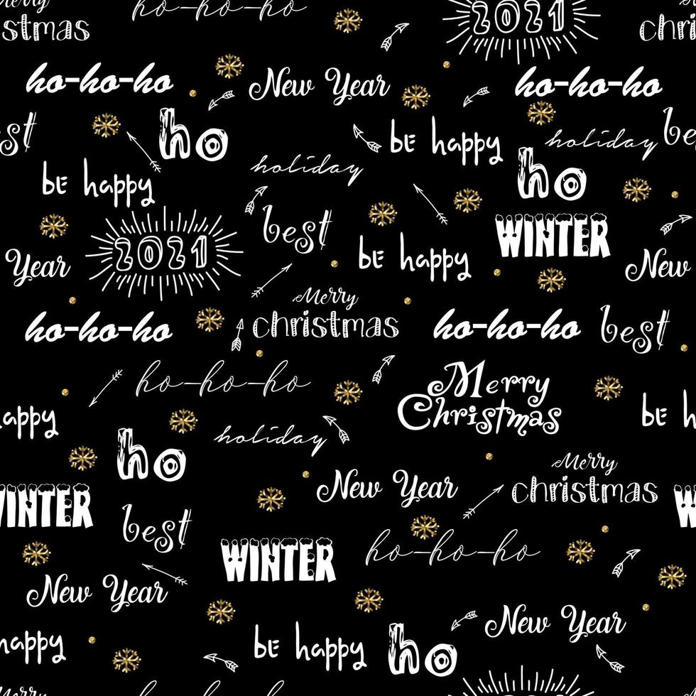 Seamless pattern with merry Christmas background calligraphic text holiday wishes vector