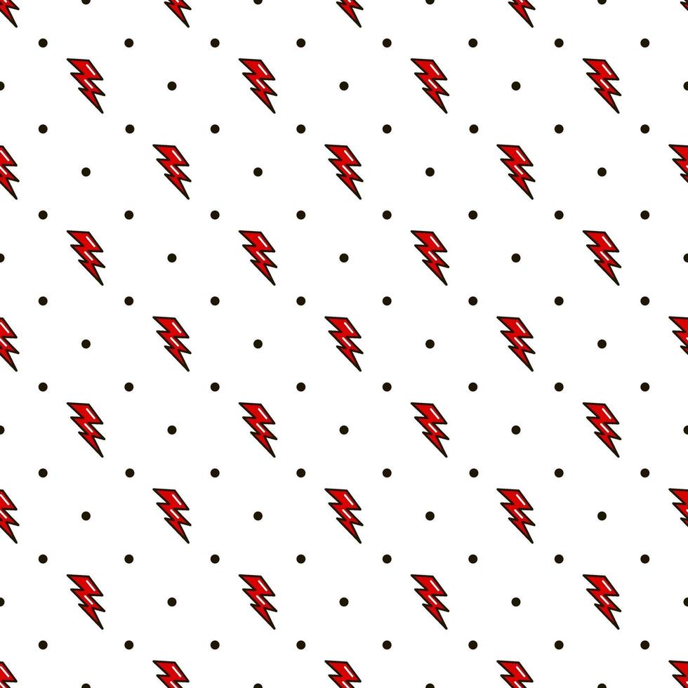 Lightning seamless pattern. Red Lightning in the old school style. Vector illustration