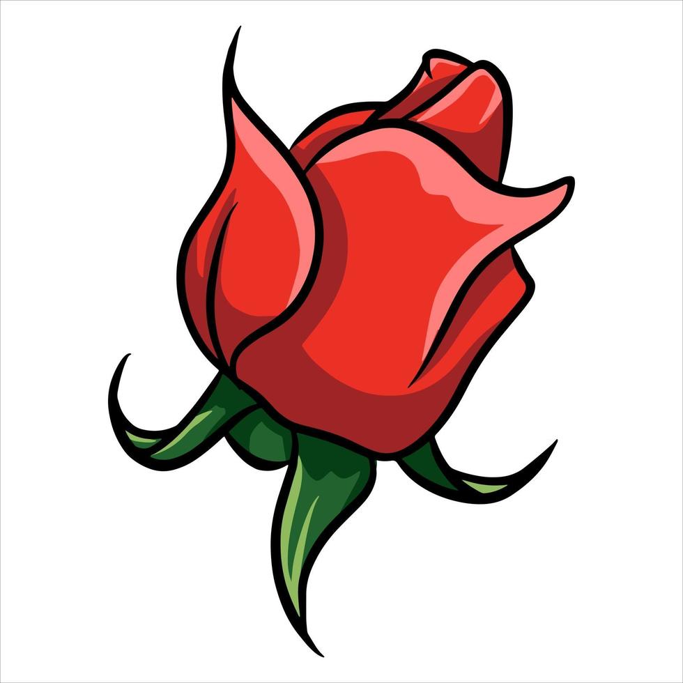 Red rose cartoon style on a white background vector