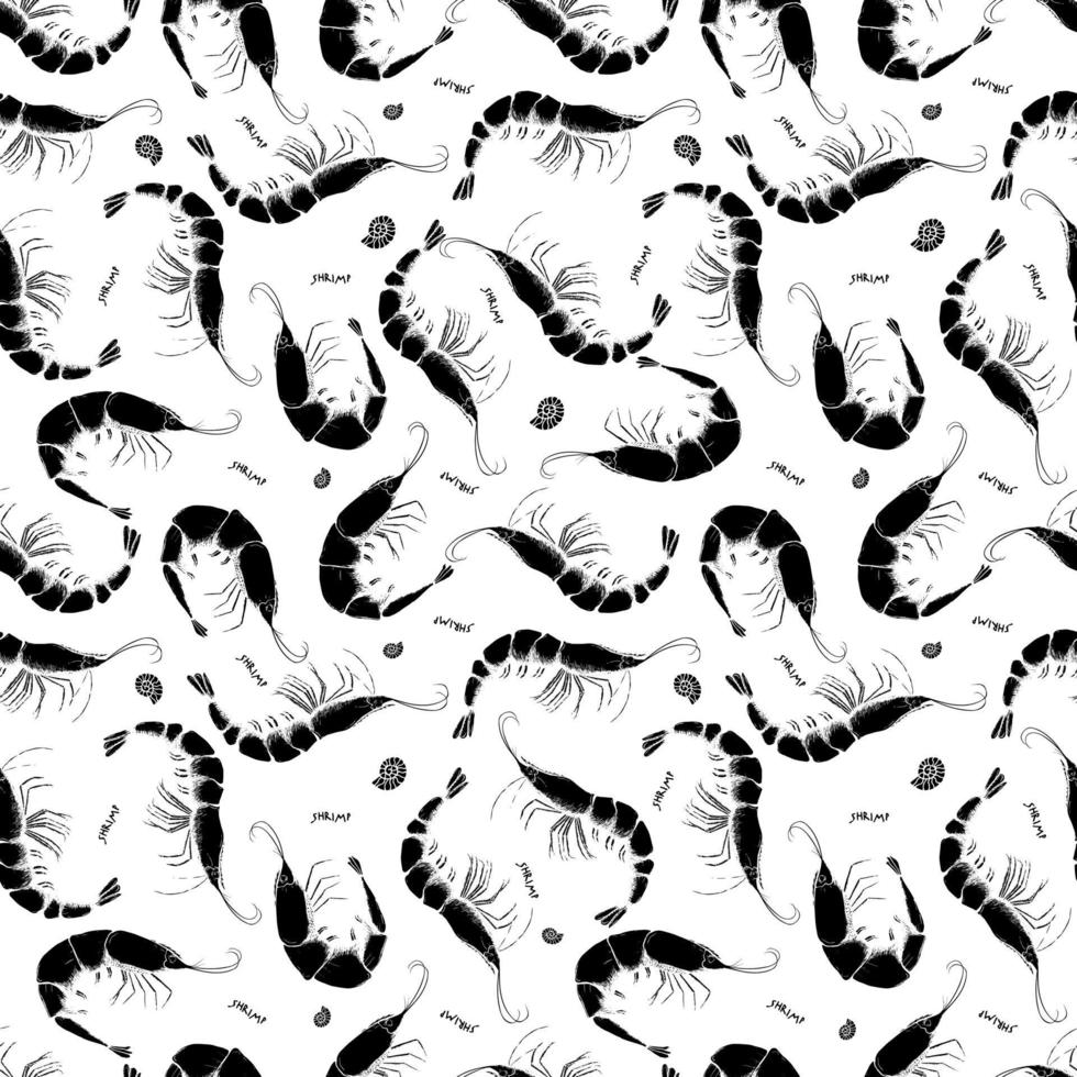 Hand drawn seafood seamless pattern vector