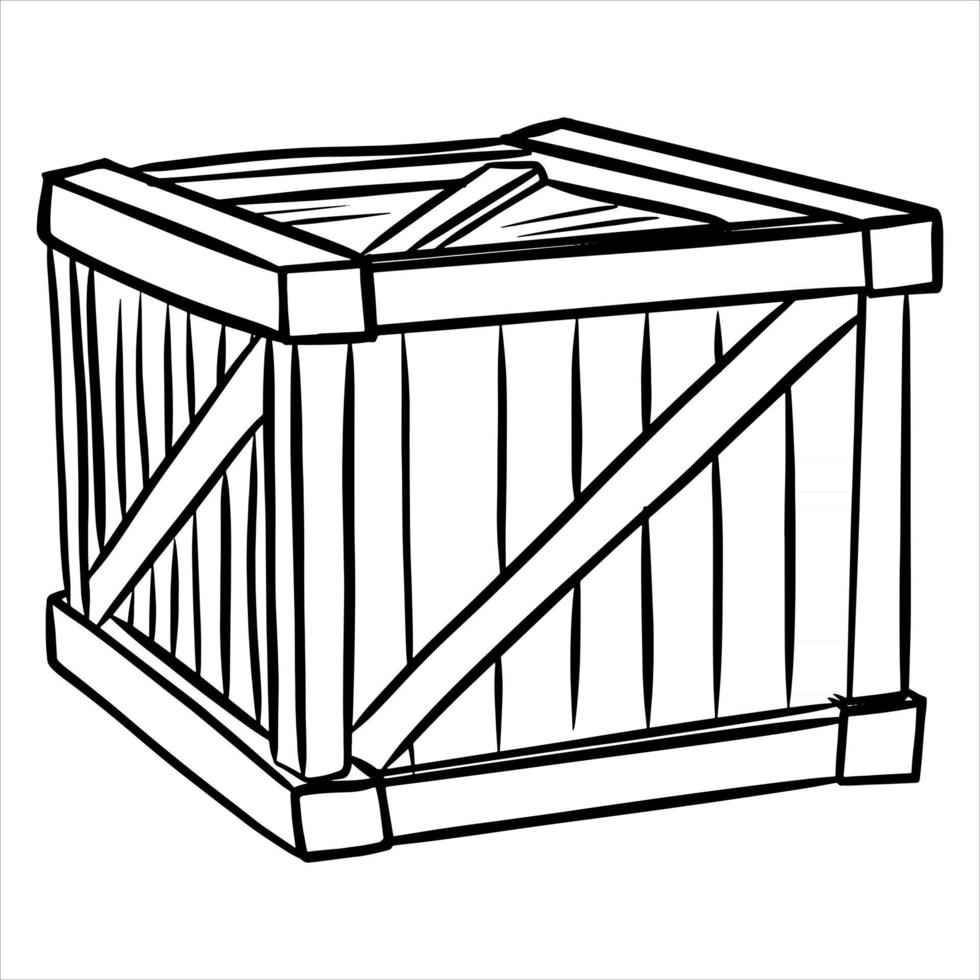 Closed wooden box in three quarters Vector illustration