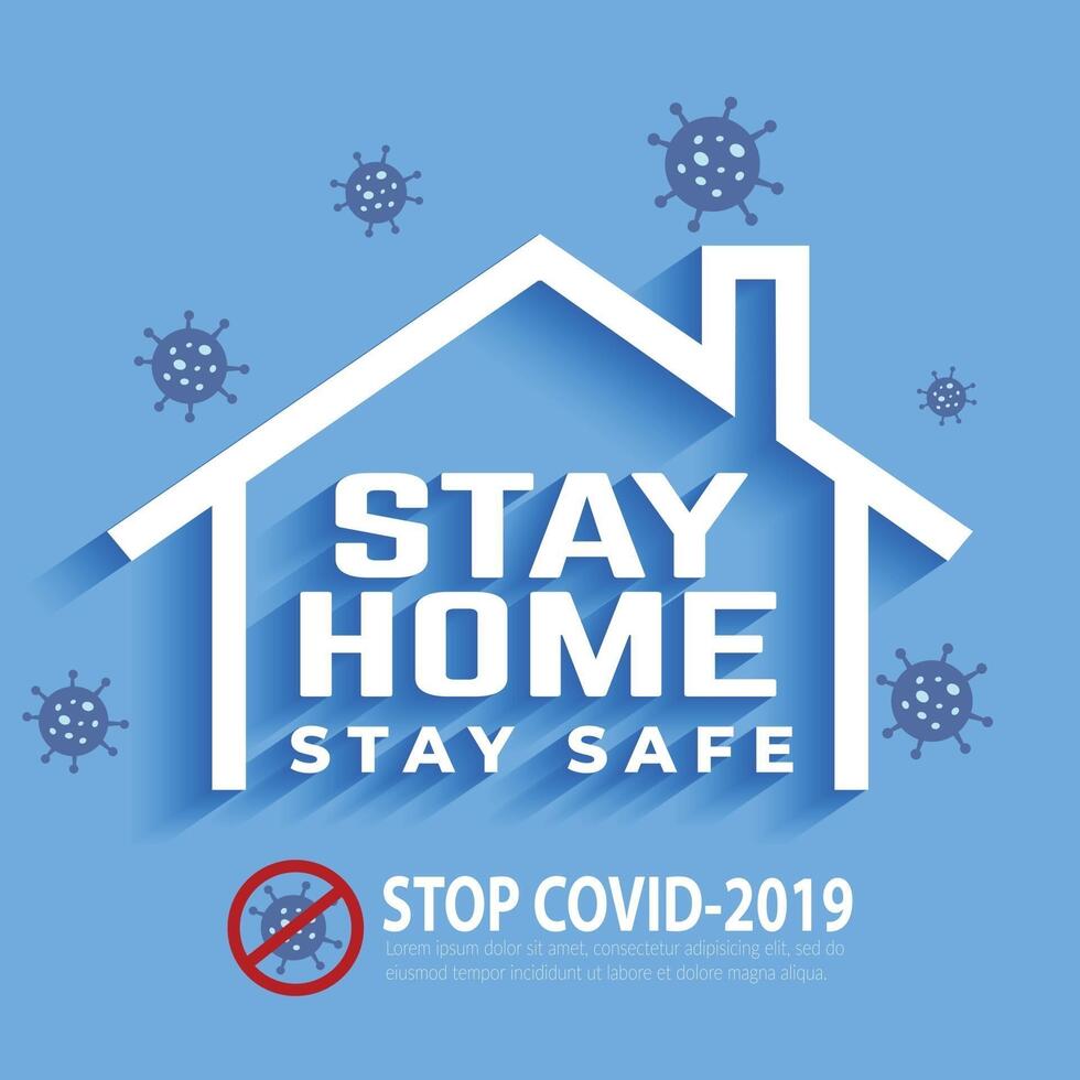 stay home stay safe background template vector
