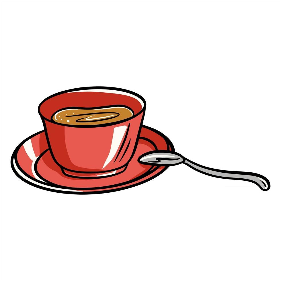 Coffee in a mug Coffee with milk in a mug Cafe A restaurant Cartoon style vector