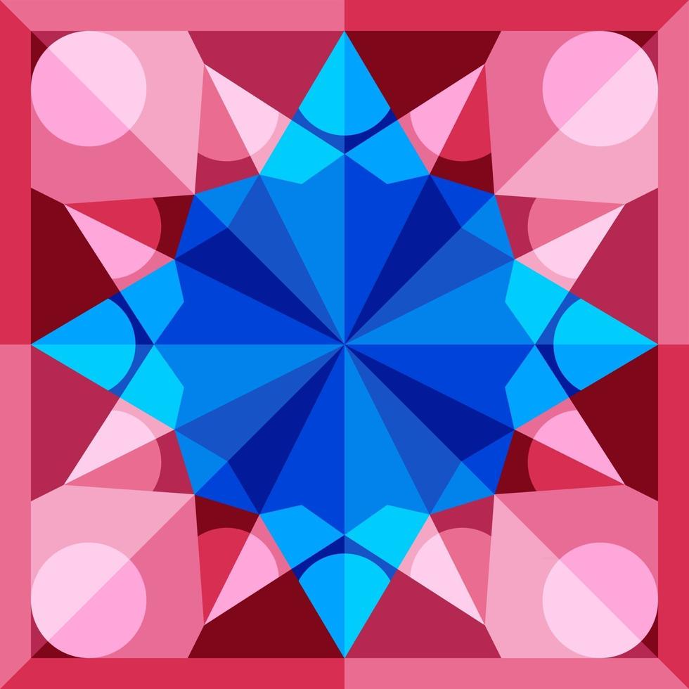 This is a blue and pink geometric polygonal kaleidoscope pattern vector