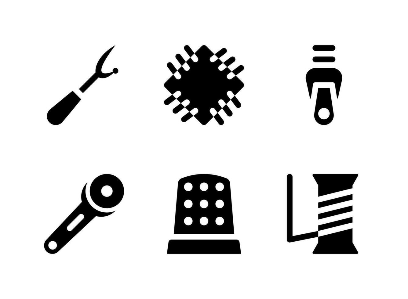 Simple Set of Sewing Related Vector Solid Icons