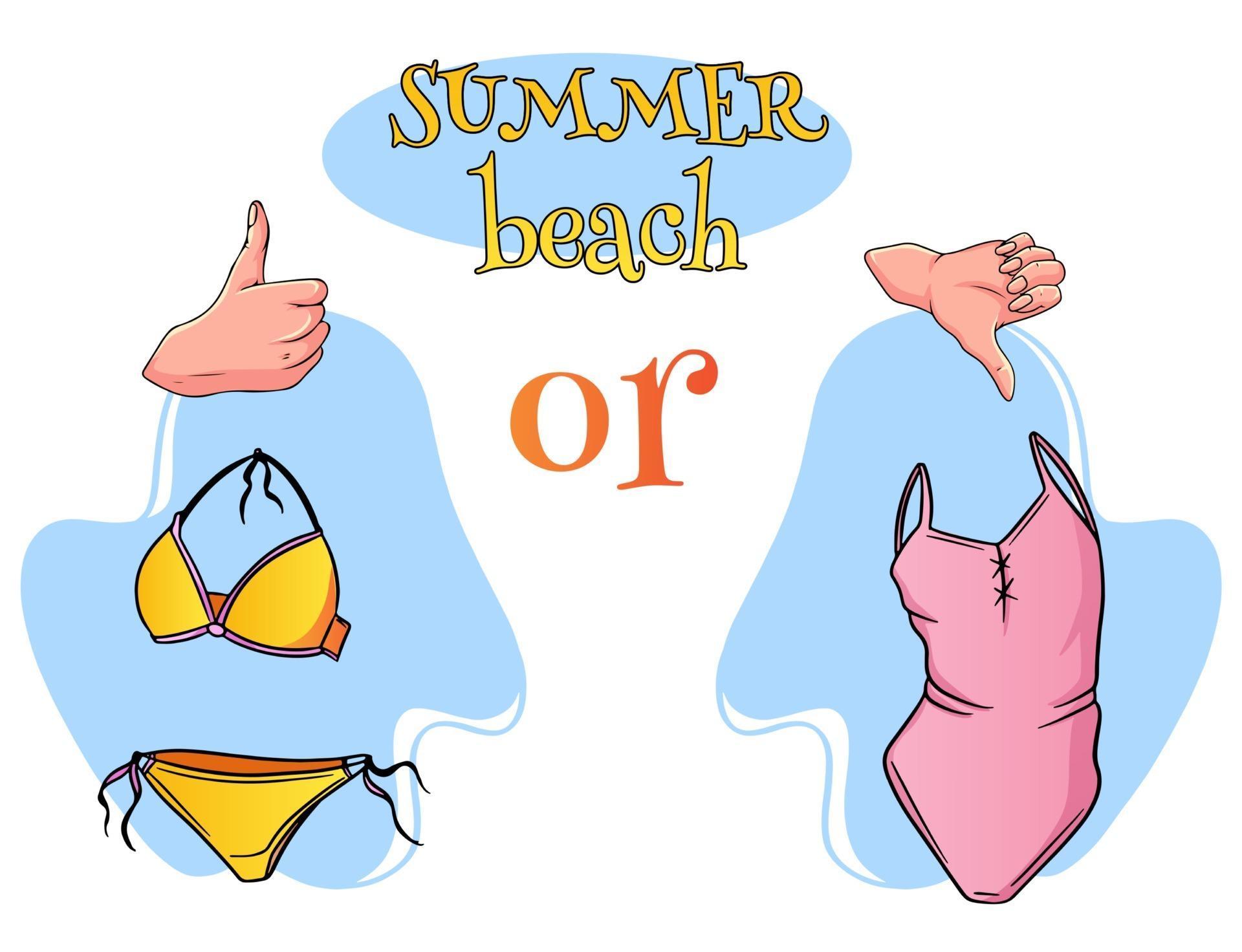 Summer swimsuit cartoon style beach swimwear selection 2511585 Vector