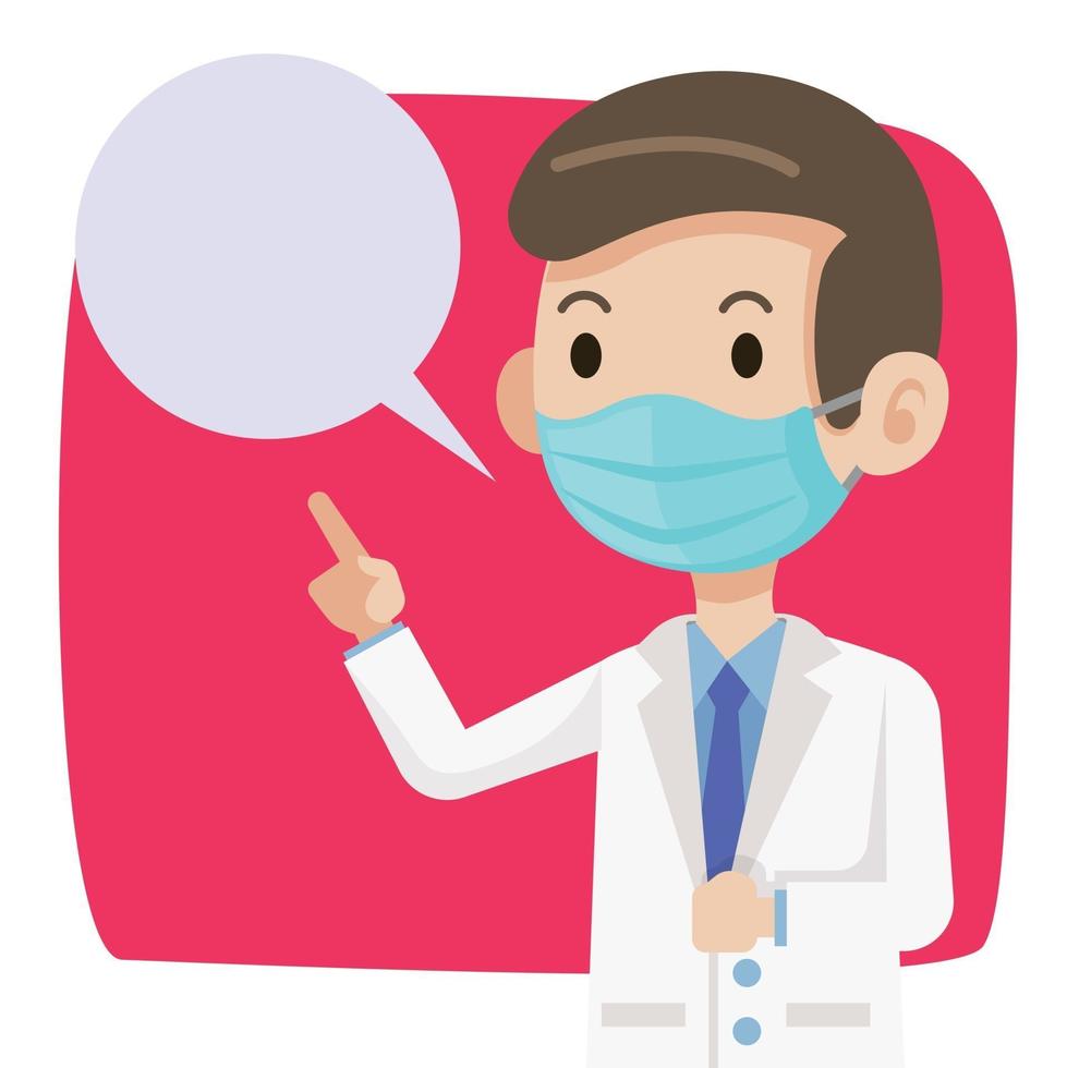 Doctor wearing surgical mask with empty bubble talk vector