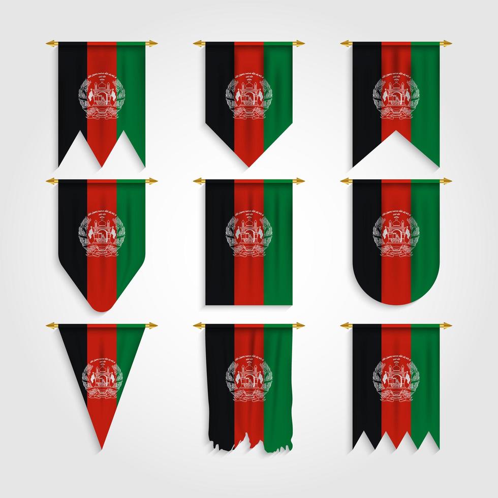 bandera de afganistán en diferentes formas, bandera de afganistán en varias formas vector