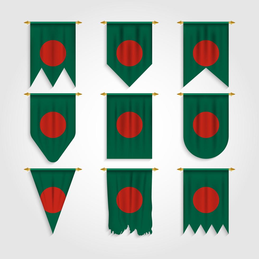 Bangladesh Flag in Different Shapes, Flag of Bangladesh in Various Shapes vector