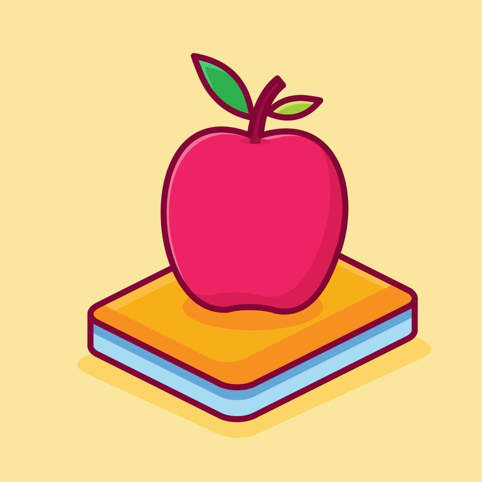 apple and book for school concept symbol illustration vector