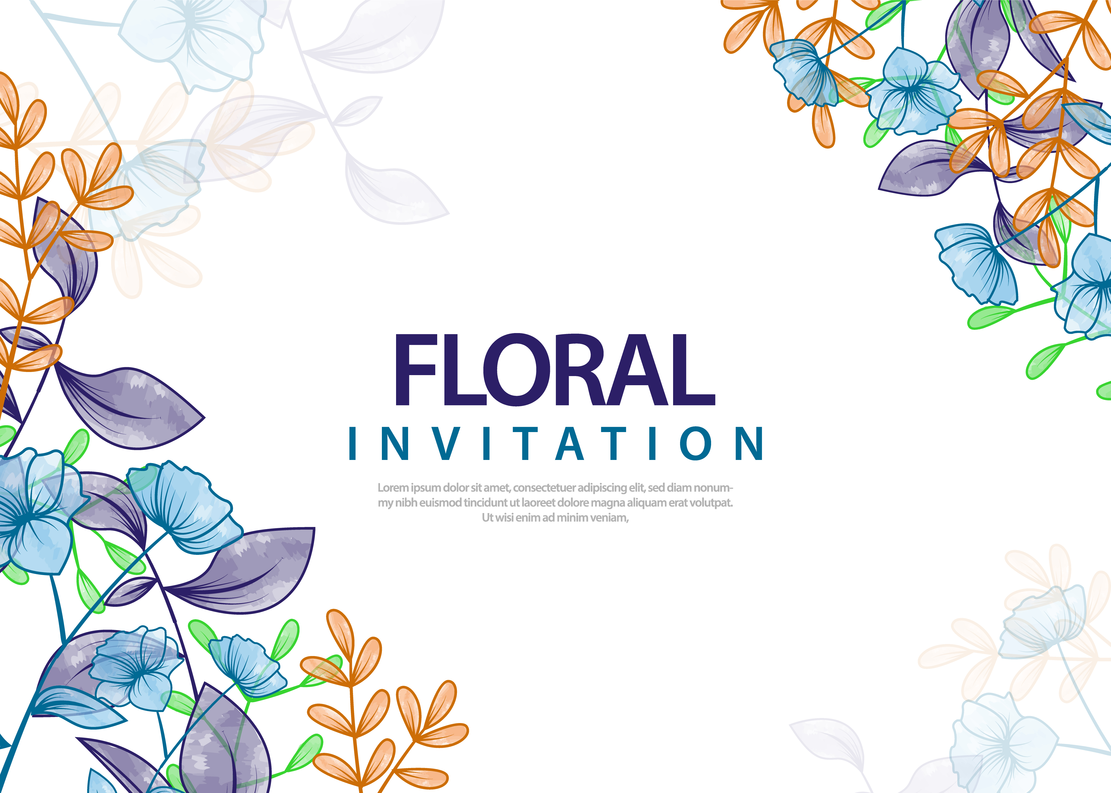 Wedding Invitation Card With Watercolor Floral Design 2511774 Vector Art At Vecteezy