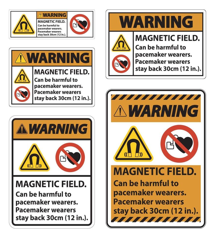 Advertencia El campo magnético puede ser perjudicial para los usuarios de marcapasos Los usuarios de marcapasos se quedan atrás 30 cm. vector