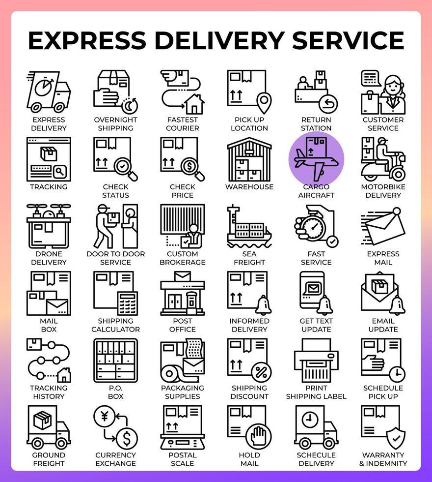 iconos de servicio de entrega urgente vector