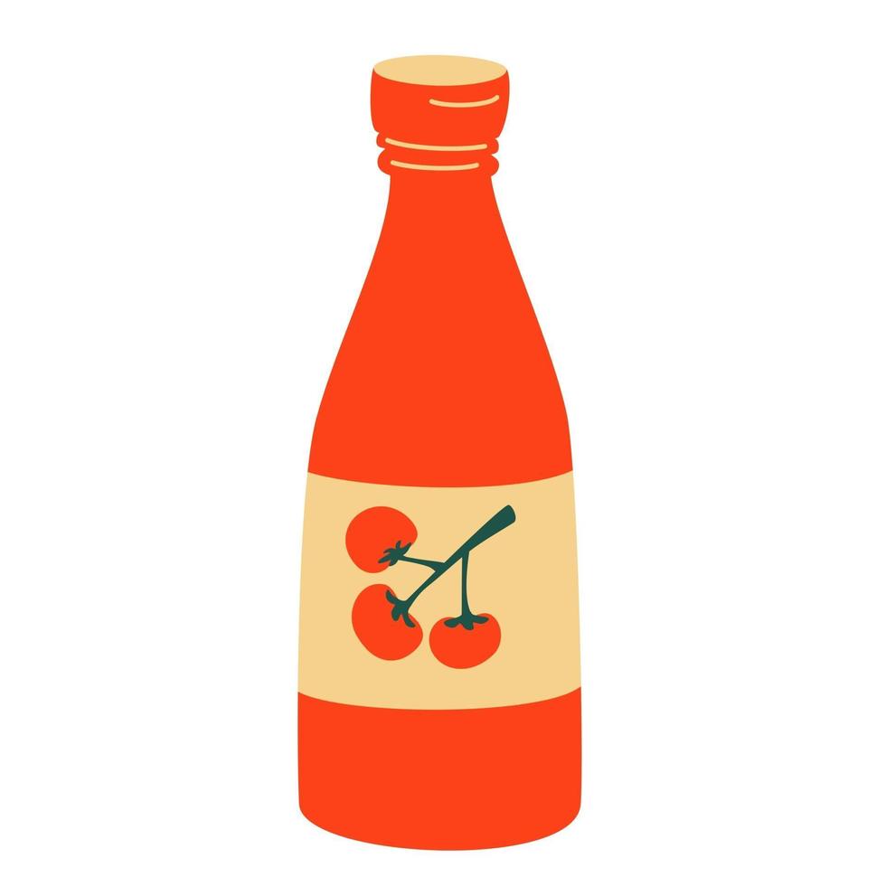 Ketchup bottle Bottle tomato red sauce healthy organic vegetarian natural vegetable symbol vector icon Kitchen ketchup food Vector illustration cartoon icon isolated on white
