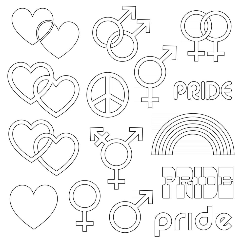 pride icons vector digital stamps