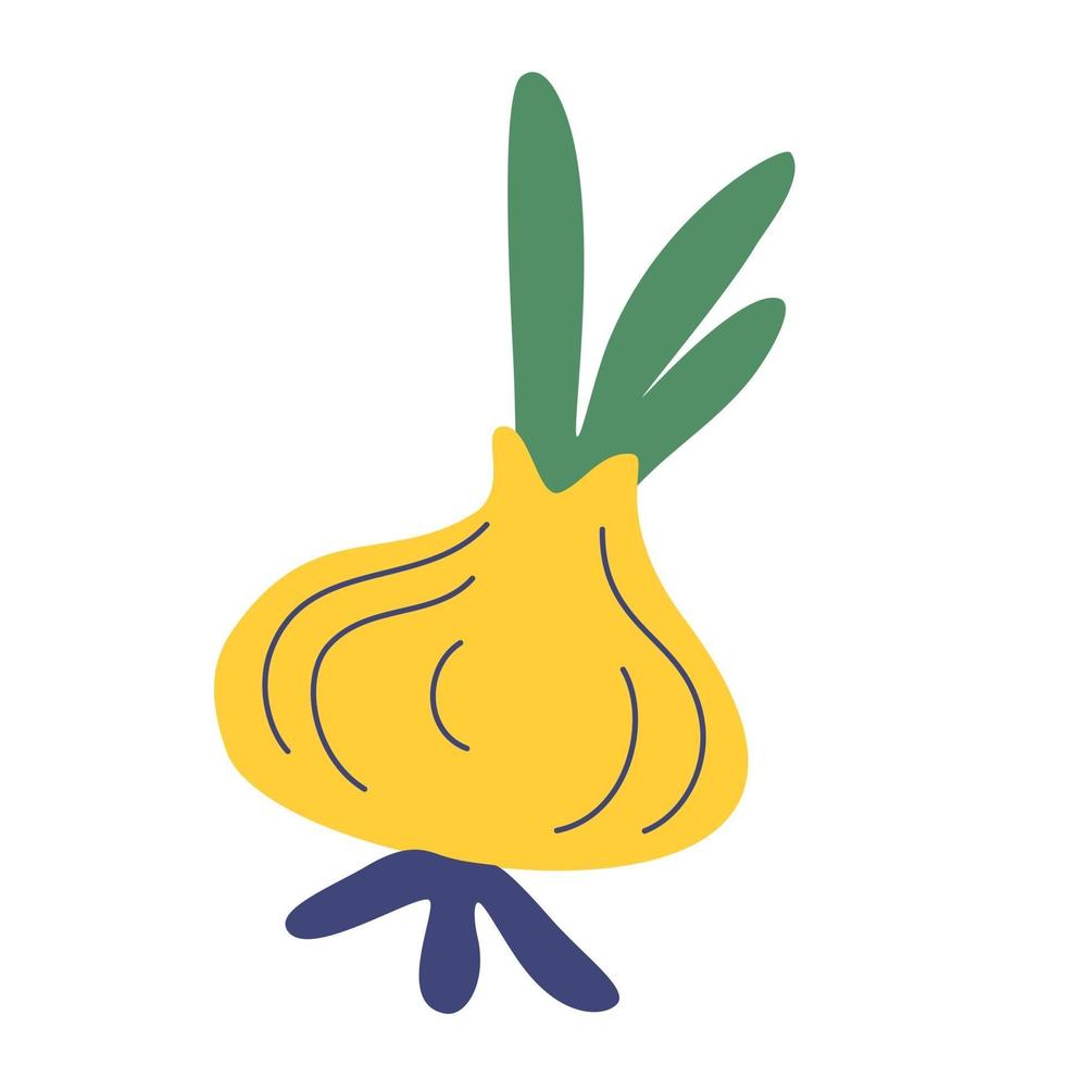 icono de cebolla verde en estilo plano de dibujos animados vegetal delicioso y saludable utilizado en alimentos verduras frescas del mercado agrícola ilustración vectorial de cebolla fresca vector